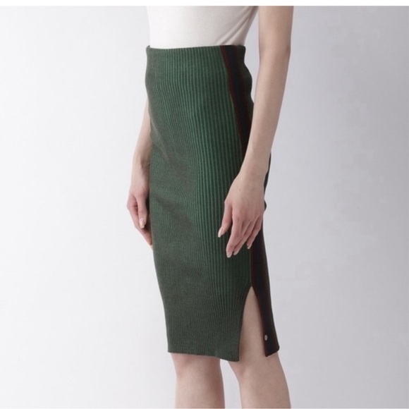 Scotch & Soda Dresses & Skirts - Scotch and Soda Green Ribbed Varsity Stripe MIDI Skirt Small